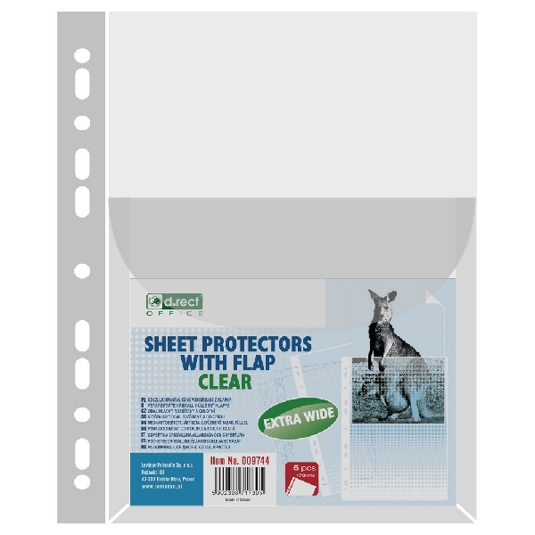Picture of SHEET PROTECTOR D.RECT CRYSTAL CLEAR (11 HOLES) 170MIC a'5 WIDER WITH FLAP