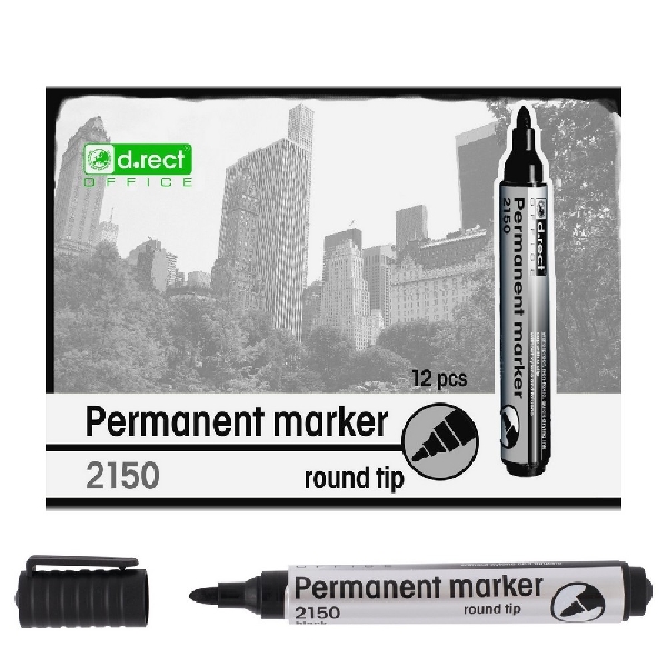 Obrazek MARKER D.RECT 2150 OKR PERM.CZARNY 12szt