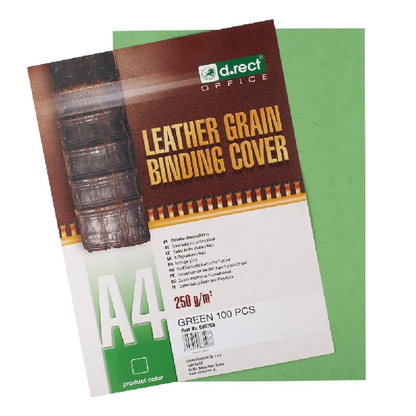 Obrazek OKŁADKA D.RECT SKÓRA A4 ZIELONA 100ark