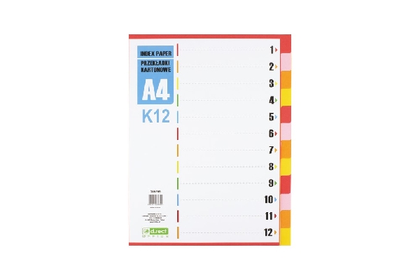 Picture of DIVIDERS A4 D.RECT PAPER  1-12 K12